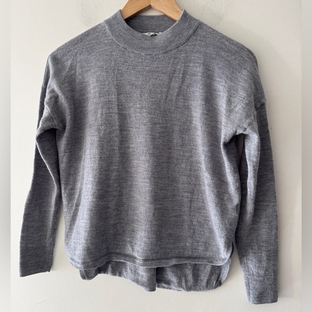 Madewell Gray Boxy Mock Neck Sweater